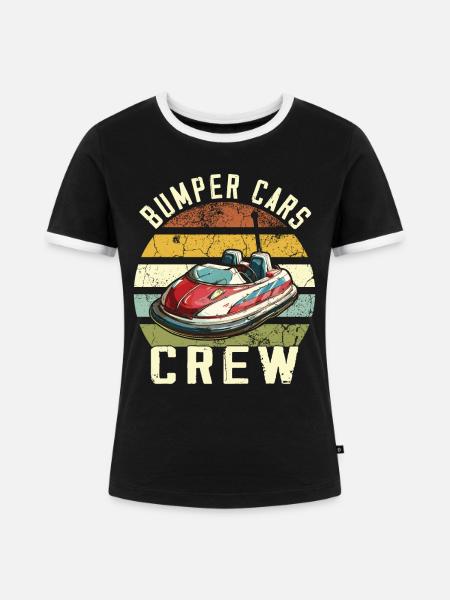 Freizeitpark Kirmes Rummel Autoscooter - Frauen Kontrast-T-Shirt - Schwarz/Weiß