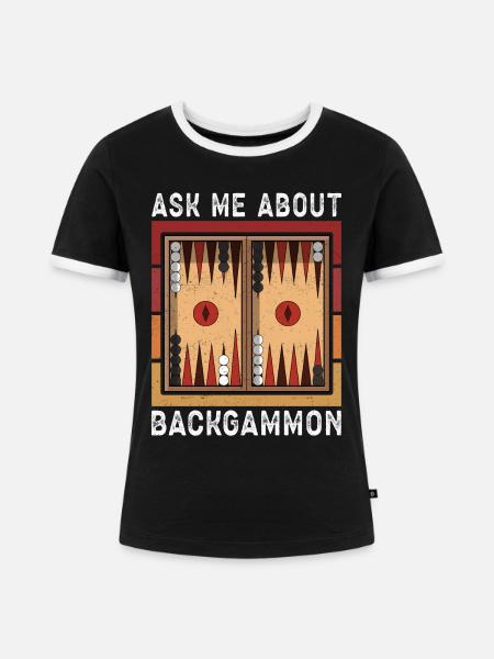 Backgammon Spieler Backgammon Brettspiel Geschenk - Frauen Kontrast-T-Shirt - Schwarz/Weiß