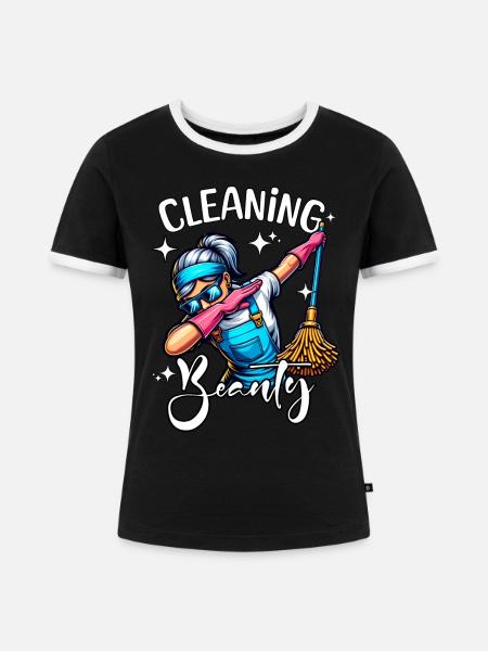 Putzfrau - Frauen Kontrast-T-Shirt - Schwarz/Weiß