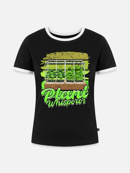 Microgreen Microgreens Plant Whisperer - Frauen Kontrast-T-Shirt - Schwarz/Weiß
