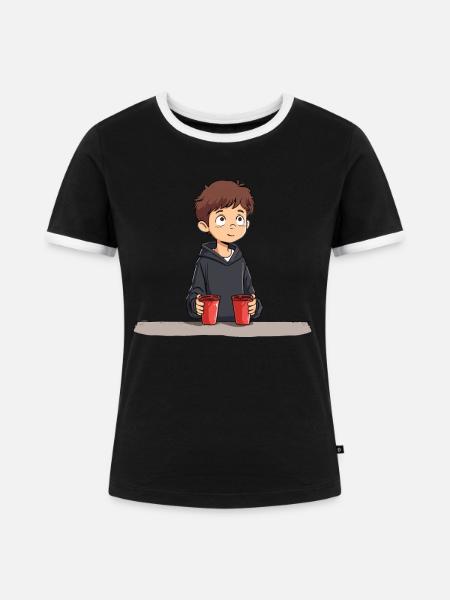 Stapeln Von Bechern Speed Stacker - Frauen Kontrast-T-Shirt - Schwarz/Weiß