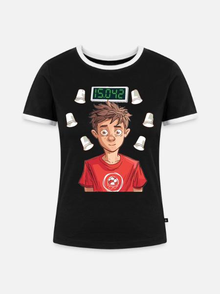 Stapeln Von Bechern Speed Stacker - Frauen Kontrast-T-Shirt - Schwarz/Weiß