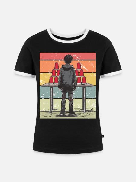 Stapeln Von Bechern Speed Stacker - Frauen Kontrast-T-Shirt - Schwarz/Weiß