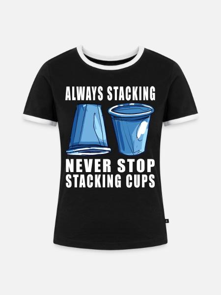 Stapeln Von Bechern Speed Stacker - Frauen Kontrast-T-Shirt - Schwarz/Weiß