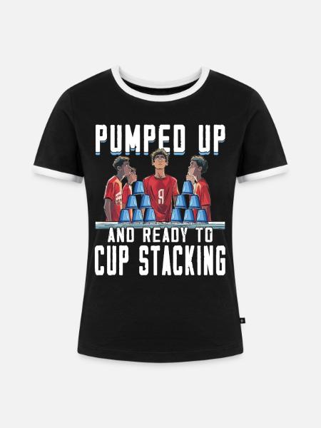 Stapeln Von Bechern Speed Stacker - Frauen Kontrast-T-Shirt - Schwarz/Weiß