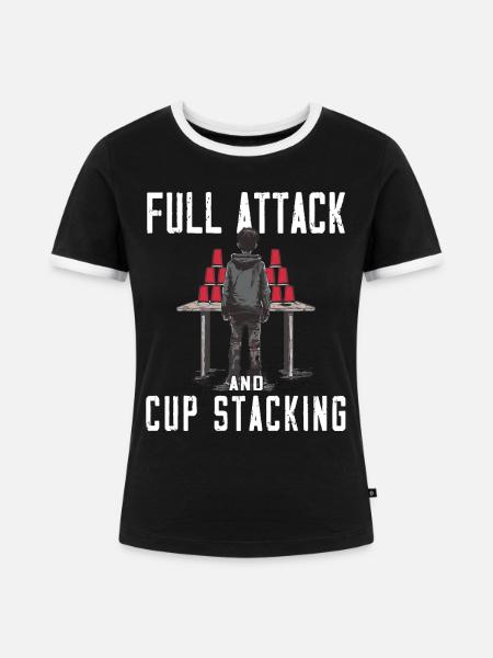 Stapeln Von Bechern Speed Stacker - Frauen Kontrast-T-Shirt - Schwarz/Weiß