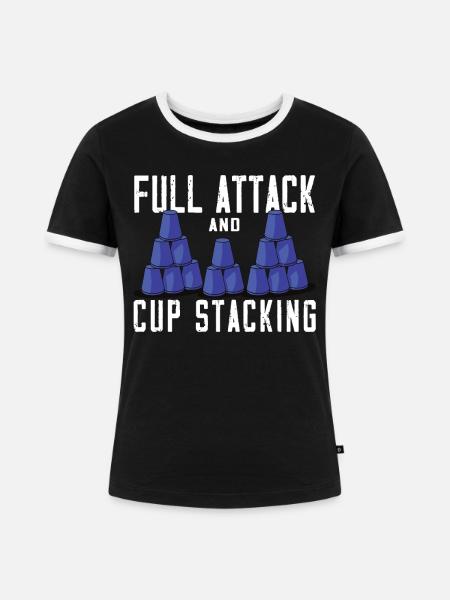 Stapeln Von Bechern Speed Stacker - Frauen Kontrast-T-Shirt - Schwarz/Weiß