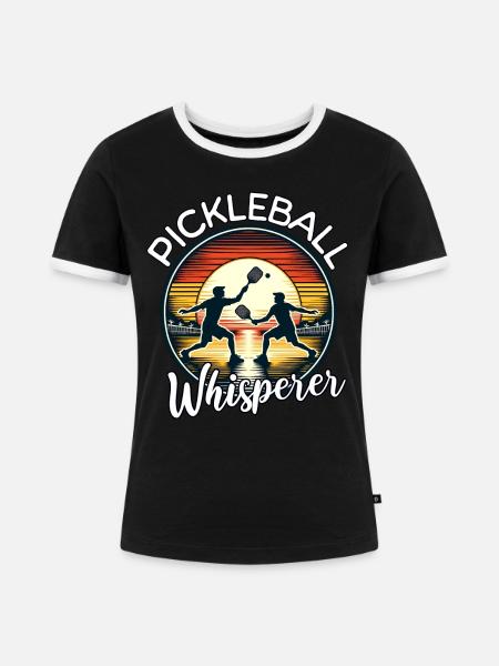 Pickleball Flüsterer - Frauen Kontrast-T-Shirt - Schwarz/Weiß