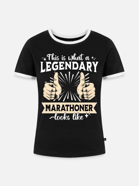 Legendärer Marathonläufer - Frauen Kontrast-T-Shirt - Schwarz/Weiß