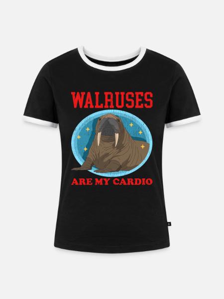 Walross Walroß Walrus Walrosse Geschenk - Frauen Kontrast-T-Shirt - Schwarz/Weiß