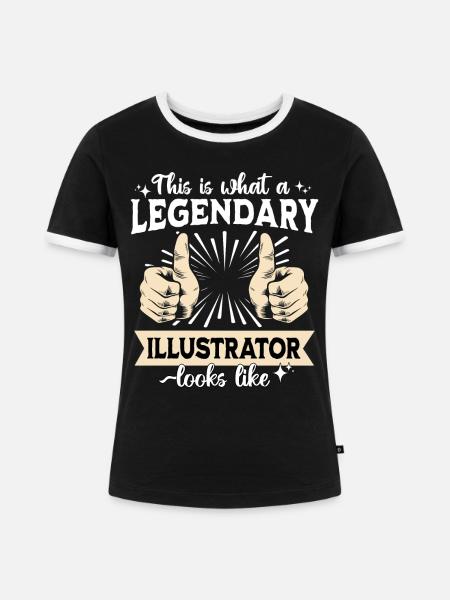 Legendärer Illustrator - Frauen Kontrast-T-Shirt - Schwarz/Weiß