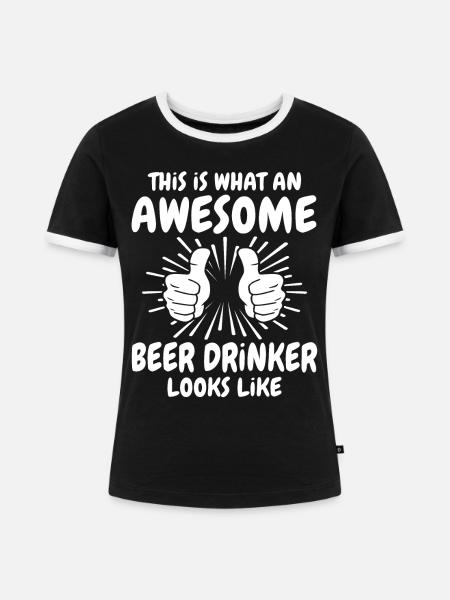 Biertrinker - Frauen Kontrast-T-Shirt - Schwarz/Weiß