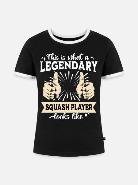 Legendärer Squashspieler - Frauen Kontrast-T-Shirt - Schwarz/Weiß