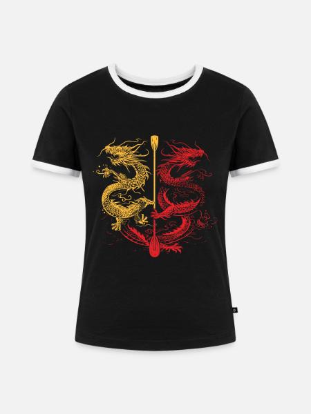 Lustiges Drachenboot-paddel - Frauen Kontrast-T-Shirt - Schwarz/Weiß