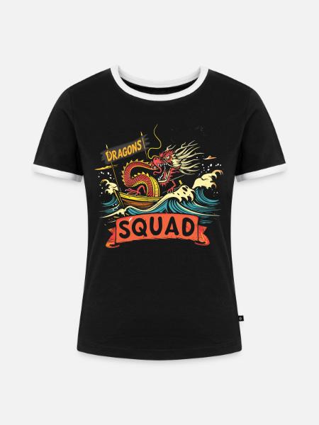 Lustiges Drachenboot-paddel - Frauen Kontrast-T-Shirt - Schwarz/Weiß