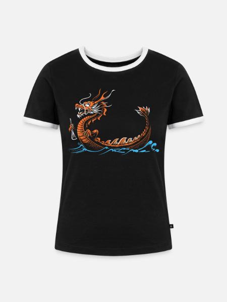 Lustiges Drachenboot-paddel - Frauen Kontrast-T-Shirt - Schwarz/Weiß