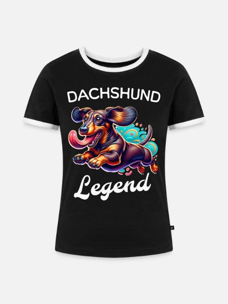 Dackel Legende Dachshund - Frauen Kontrast-T-Shirt - Schwarz/Weiß