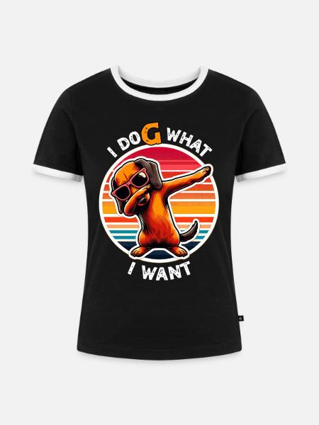 Lustige Dackel Sprüche - Frauen Kontrast-T-Shirt - Schwarz/Weiß