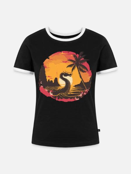 Lustiges Drachenboot-paddel - Frauen Kontrast-T-Shirt - Schwarz/Weiß