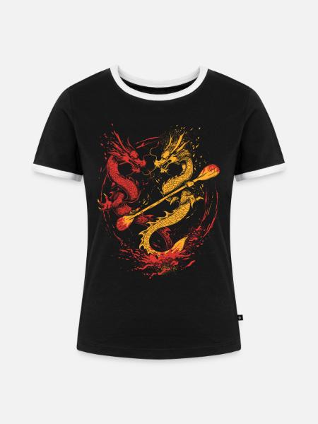 Lustiges Drachenboot-paddel - Frauen Kontrast-T-Shirt - Schwarz/Weiß