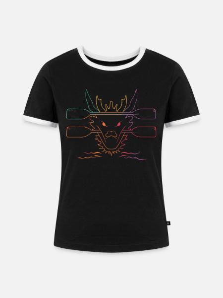 Lustiges Drachenboot-paddel - Frauen Kontrast-T-Shirt - Schwarz/Weiß