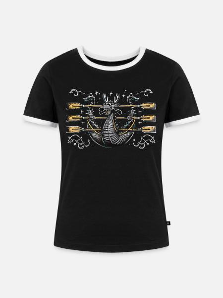 Lustiges Drachenboot-paddel - Frauen Kontrast-T-Shirt - Schwarz/Weiß