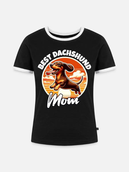 Dackel Mama - Frauen Kontrast-T-Shirt - Schwarz/Weiß