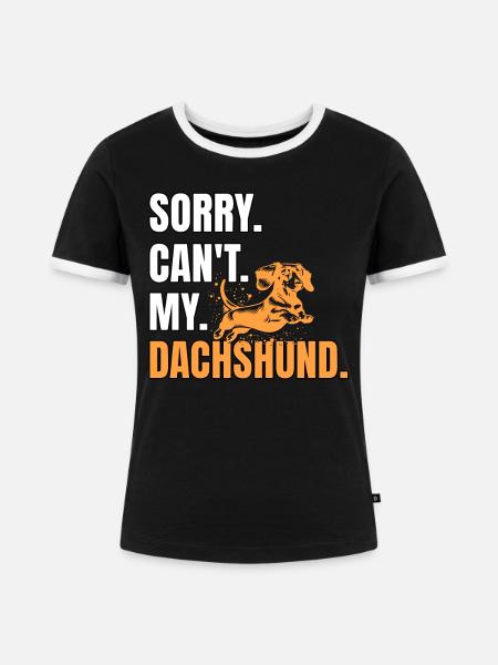 Dackel Dachshund - Frauen Kontrast-T-Shirt - Schwarz/Weiß