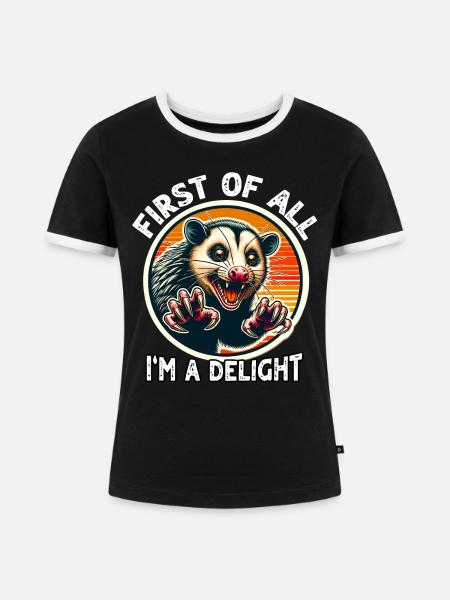 Opossum - Frauen Kontrast-T-Shirt - Schwarz/Weiß