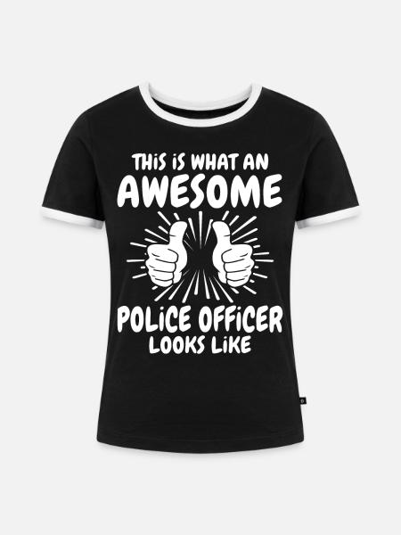 Polizist - Frauen Kontrast-T-Shirt - Schwarz/Weiß