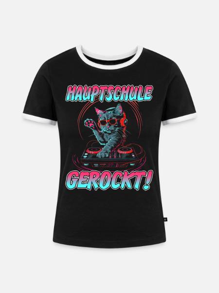Abschlussklasse | Quali | Hauptschule gerockt - Frauen Kontrast-T-Shirt - Schwarz/Weiß