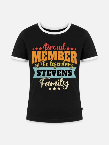 Name Stevens - Frauen Kontrast-T-Shirt - Schwarz/Weiß