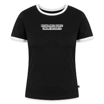 Bowling - Bowling Pins Unleashed - Frauen Kontrast-T-Shirt - Schwarz/Weiß - Vorne - Selfina (174cm)