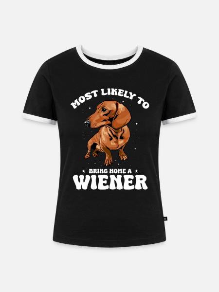 Dackel Sprüche Wiener - Frauen Kontrast-T-Shirt - Schwarz/Weiß