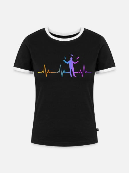 Bartender Mixologist Heartbeat - Frauen Kontrast-T-Shirt - Schwarz/Weiß