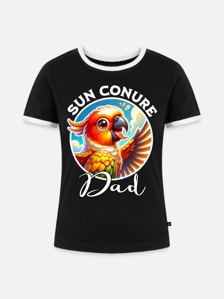 Sun Conure Dad - Frauen Kontrast-T-Shirt - Schwarz/Weiß