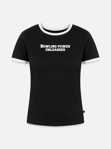 Bowling - Bowling power unleashed - Frauen Kontrast-T-Shirt - Schwarz/Weiß