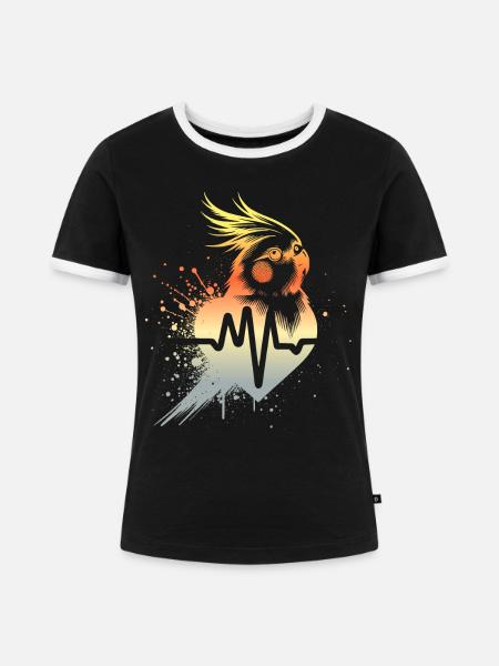 Nymphensittich Cardio - Frauen Kontrast-T-Shirt - Schwarz/Weiß