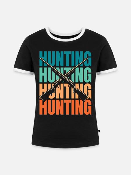 Jagen Jäger Jagd - Frauen Kontrast-T-Shirt - Schwarz/Weiß