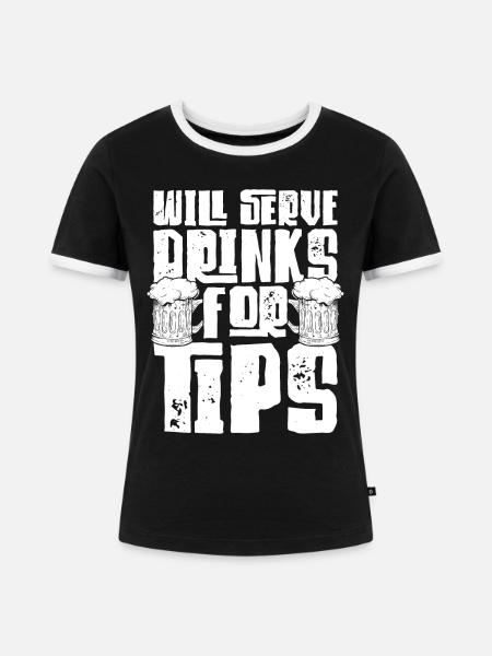 Bartender Mixologist Will Serve - Frauen Kontrast-T-Shirt - Schwarz/Weiß