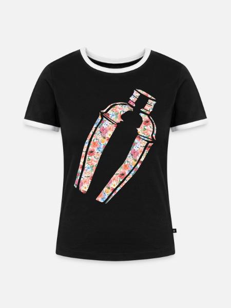 Bartender Mixologist Floral - Frauen Kontrast-T-Shirt - Schwarz/Weiß