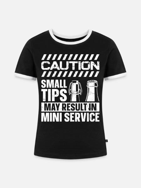 Bartender Mixologist Caution Small - Frauen Kontrast-T-Shirt - Schwarz/Weiß