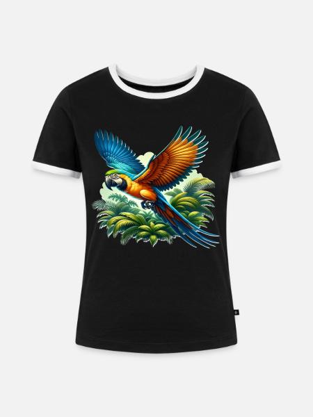 Papageie - Frauen Kontrast-T-Shirt - Schwarz/Weiß