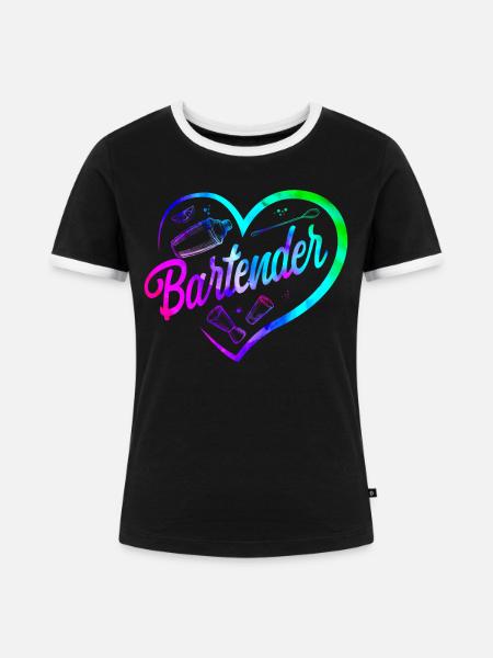 Bartender Mixologist Heart - Frauen Kontrast-T-Shirt - Schwarz/Weiß