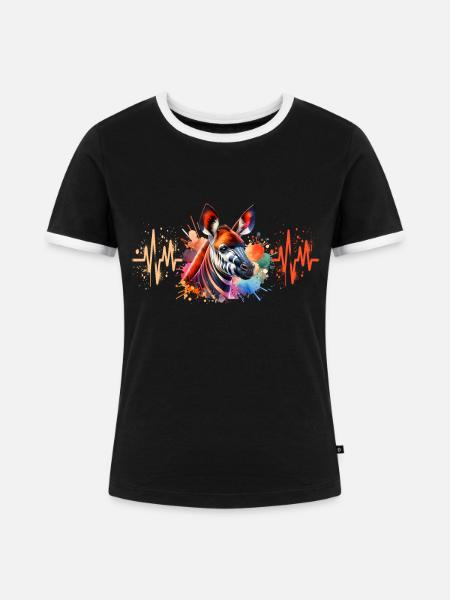 Okapi Cardio - Frauen Kontrast-T-Shirt - Schwarz/Weiß
