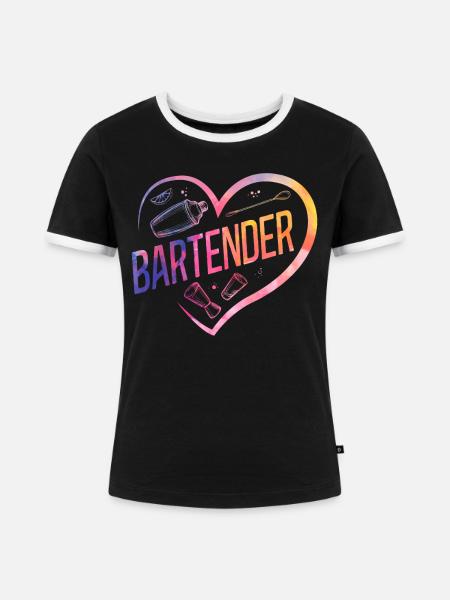 Bartender Mixologist Heart - Frauen Kontrast-T-Shirt - Schwarz/Weiß