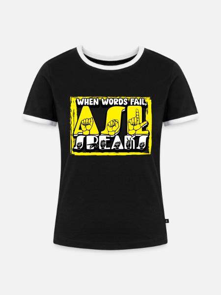 ASL Dolmetscher Gebärdensprache - Frauen Kontrast-T-Shirt - Schwarz/Weiß