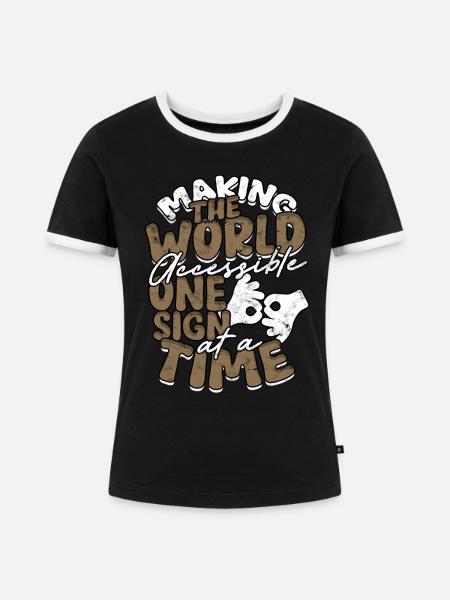 ASL Dolmetscher Gebärdensprache - Frauen Kontrast-T-Shirt - Schwarz/Weiß