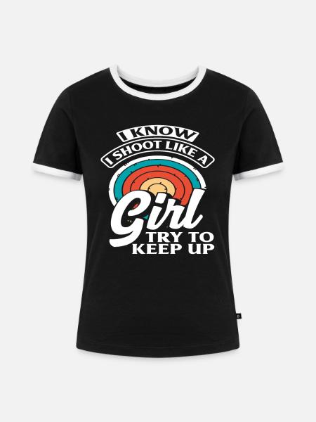 Bogen Mädchen Bogenschießen - Frauen Kontrast-T-Shirt - Schwarz/Weiß