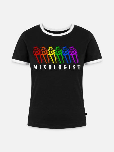 Bartender Mixologist Rainbow - Frauen Kontrast-T-Shirt - Schwarz/Weiß